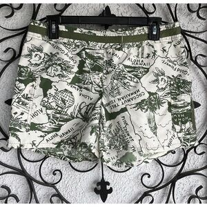 Tommy Bahama Aloha Print Women Swim Shorts - Size Small - Green/Iivory